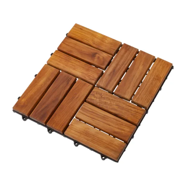 30x30 cm teak ahşap yer döşemesi yan görünüm.